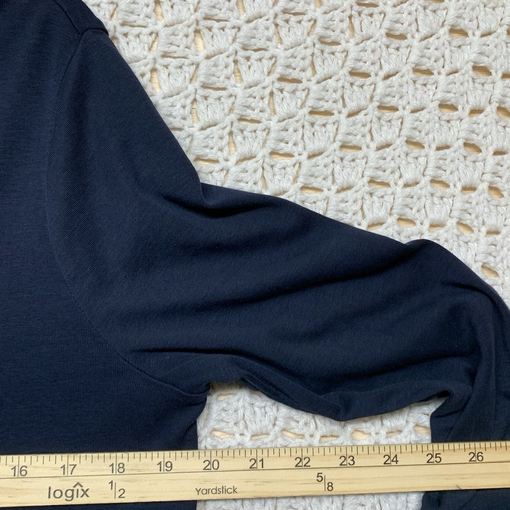 J Jill Top Shirt Women Sz L Petite  Navy Blue Pima Crew Neck Comfort Long Sleeve - Picture 6 of 8